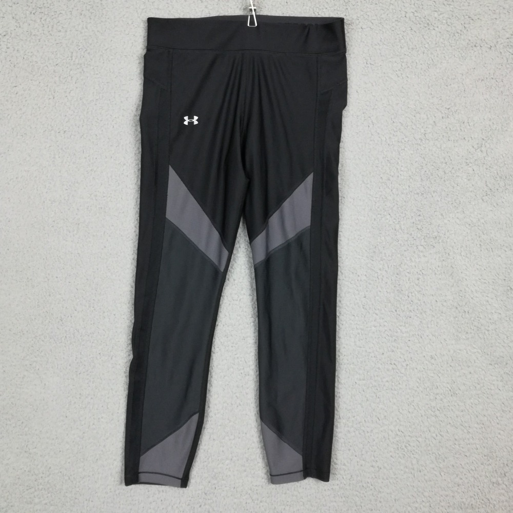 Under‎ Armour Womens Pants Skinny Legging Crop Compression Black Gray Heatgear M